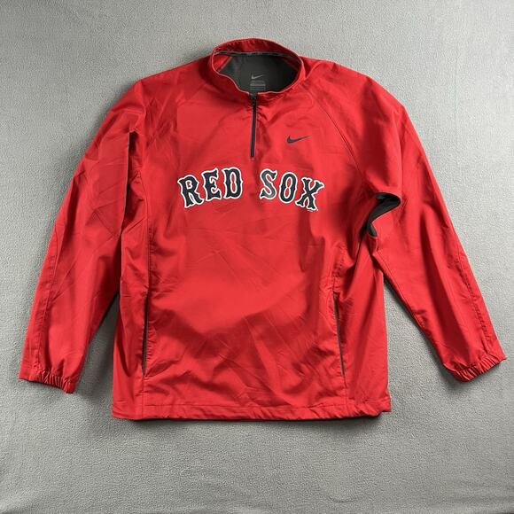 Nike Jacket Mens Large Boston Red Sox 1/4 Zip Pullover Embroidered Windbreaker - Picture 1 of 11
